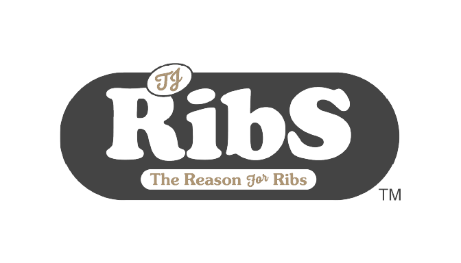 Logo for 'TJ Ribs' with the tagline 'The Reason for Ribs'.