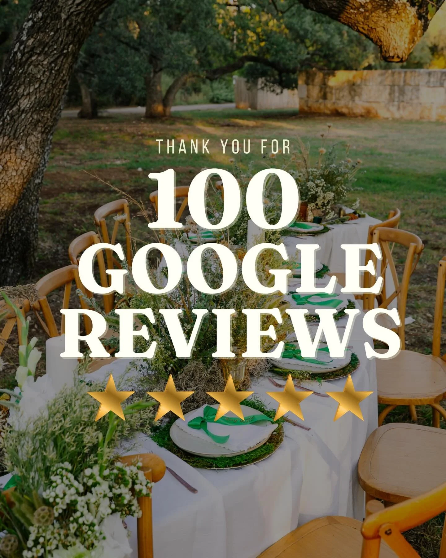 Thank you for 100+ 5⭐ Google Reviews! 🤍

We truly appreciate every client who trusts Hill Country Event Rentals with their events. Our goal is simple: to provide quality products while delivering a seamless, stress free experience from start to fini