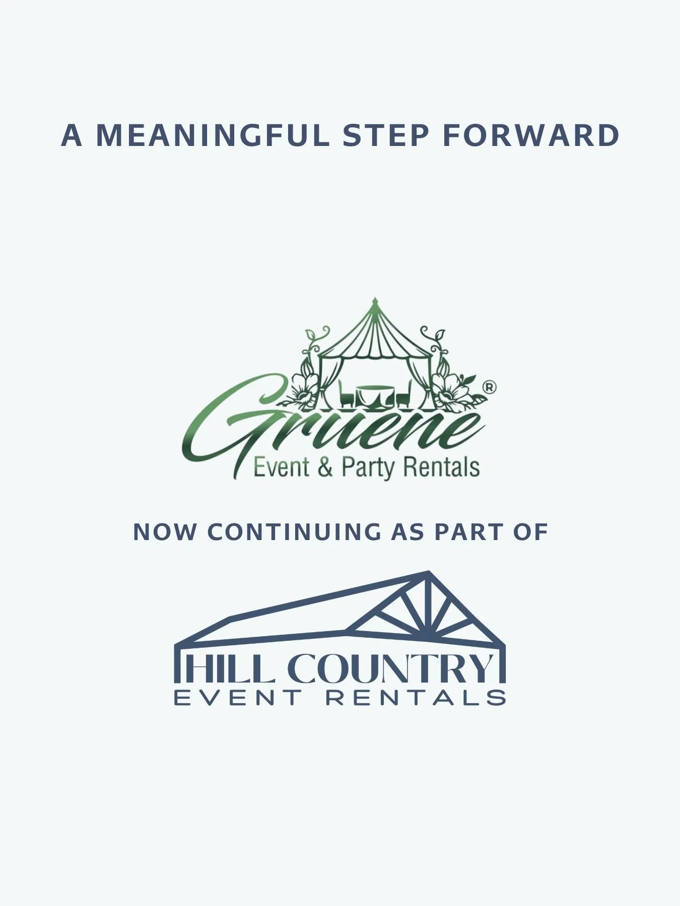 A Meaningful Step Forward for Hill Country Event Rentals

We&rsquo;re excited to share that Hill Country Event Rentals has officially acquired Gruene Event Rentals, including their inventory, website, Google Business presence, booked events, and clie