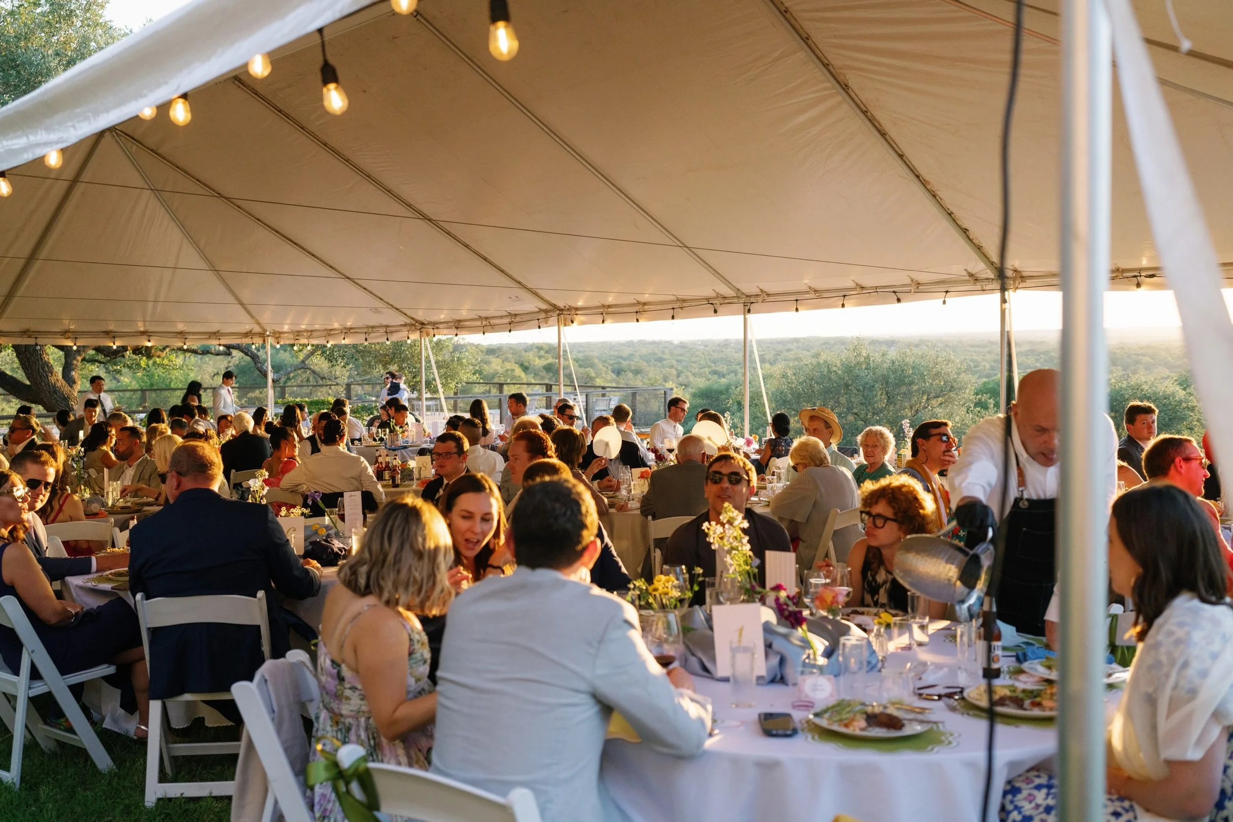 Nothing beats a packed tent, a Hill Country view &amp; everyone you love celebrating 🤍

We&rsquo;re so lucky to be a preferred tent &amp; event rental company for @sagehillinn 

Book your wedding there now 🙌

Featured Rentals:
30 x 60 Frame Tent
72
