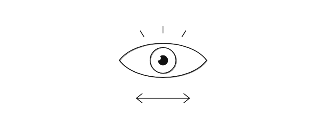 Line icon of an open eye representing awareness
