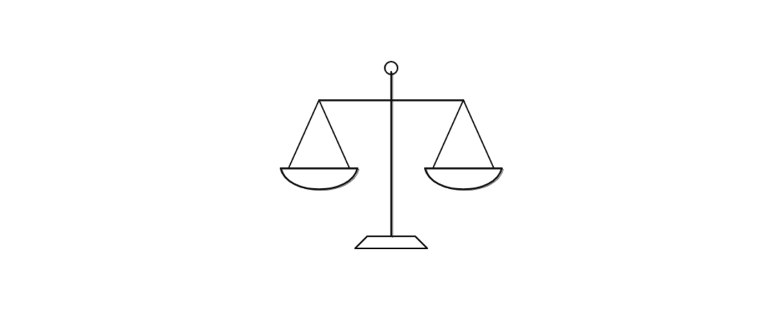 Line icon of a balance scale representing social justice