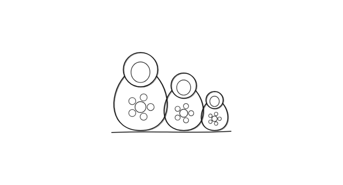 Line icon of three figures of different sizes representing family