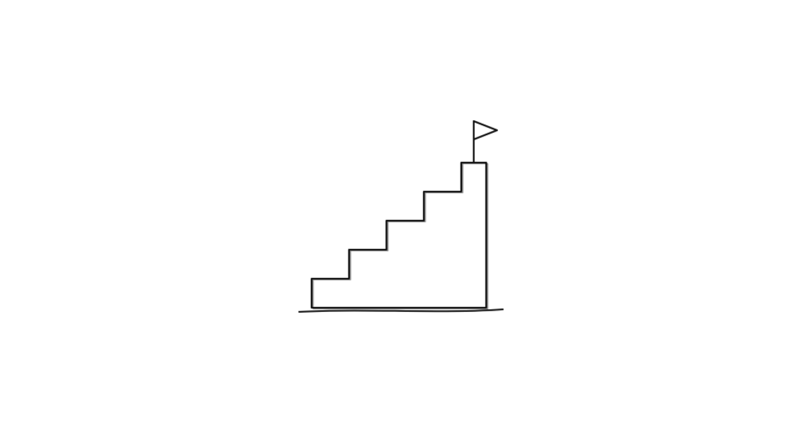 Line icon of steps with an upward arrow representing growth