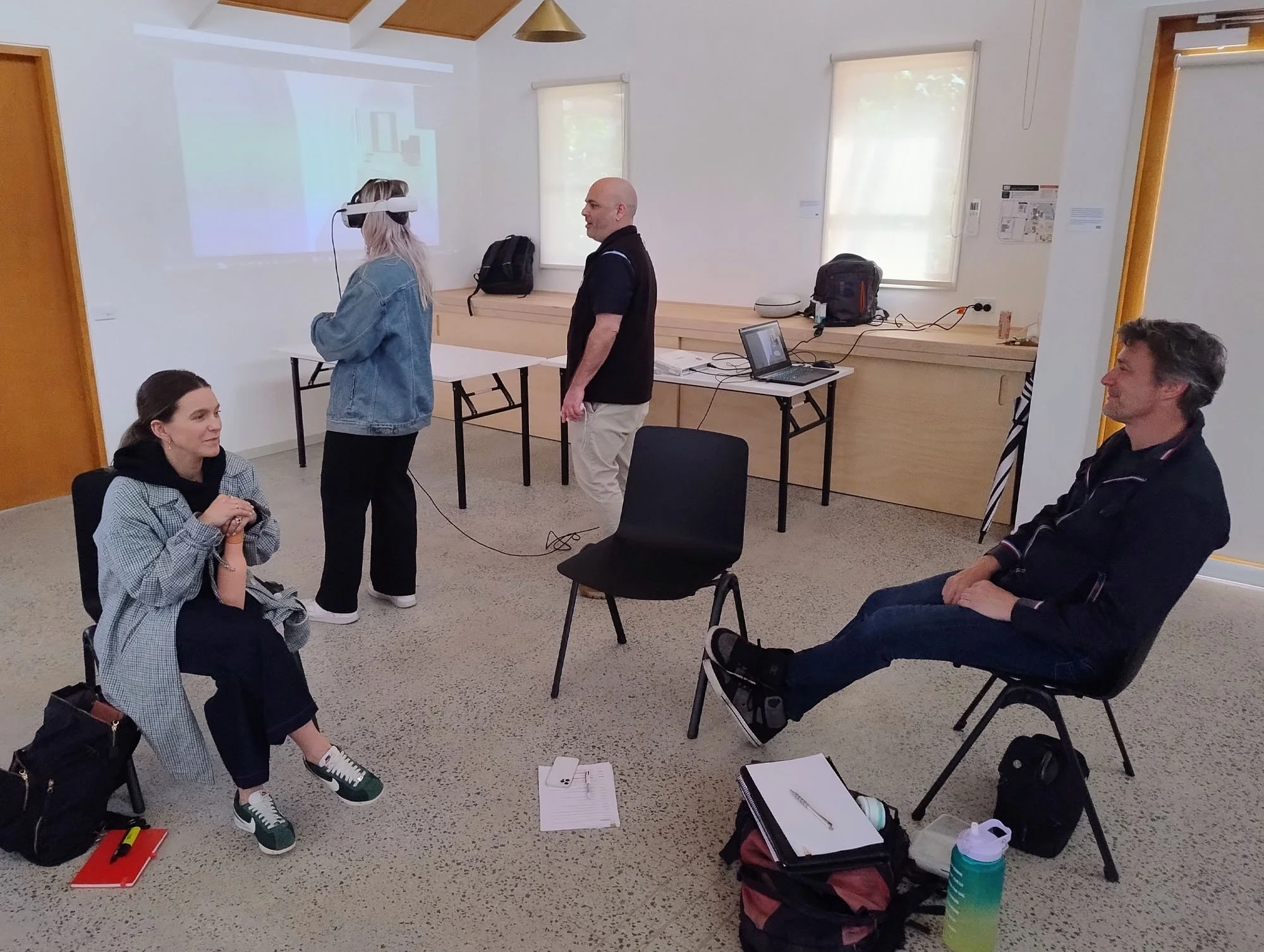 Voice actors rehearsing their roles