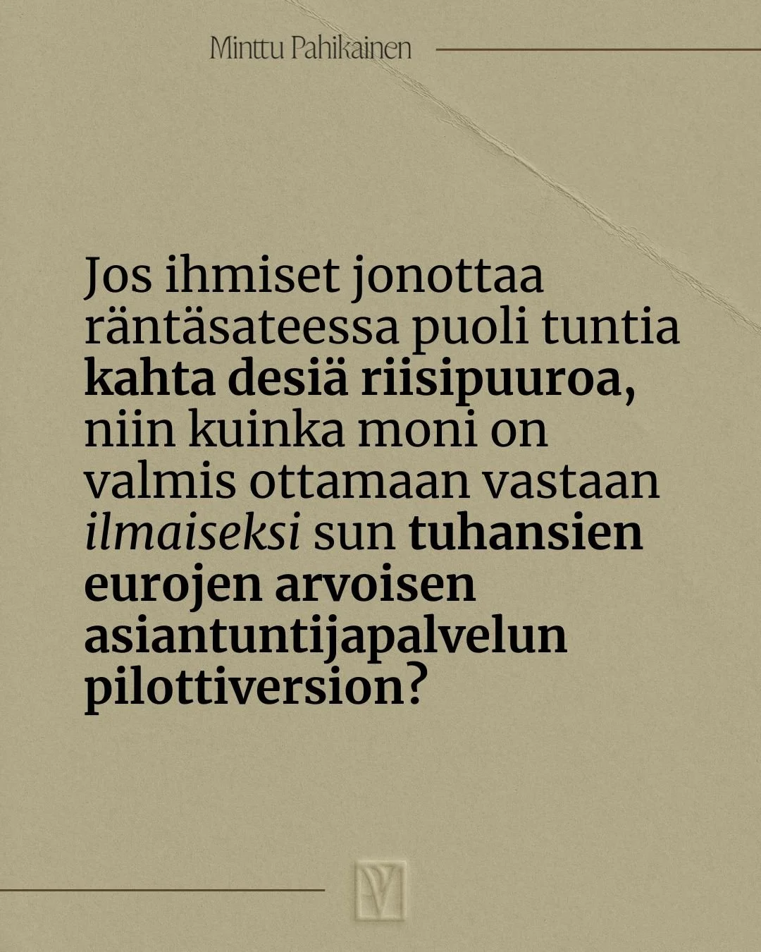 Koska ihmisten salakuvaaminen taitaa olla Suomessa jollain asteella laitonta tai v&auml;hint&auml;&auml;n paheksuttavaa, m&auml; en laita sulle kuvaa 300:sta kalajokisesta jonottamassa joulunavauksessa pilkkopime&auml;ss&auml; r&auml;nt&auml;sateessa