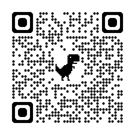 A QR code with a dinosaur icon in the center.