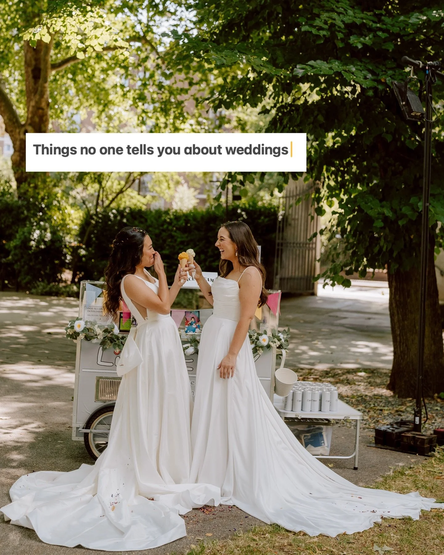 Bringing you twenty frames from Sam (she/her) and Martha&rsquo;s (she/her) day to tell you a bunch of stuff that no one ever tells you about weddings.

You can get ready at home! It&rsquo;s comforting, you&rsquo;ve got all your stuff, it saves you mo