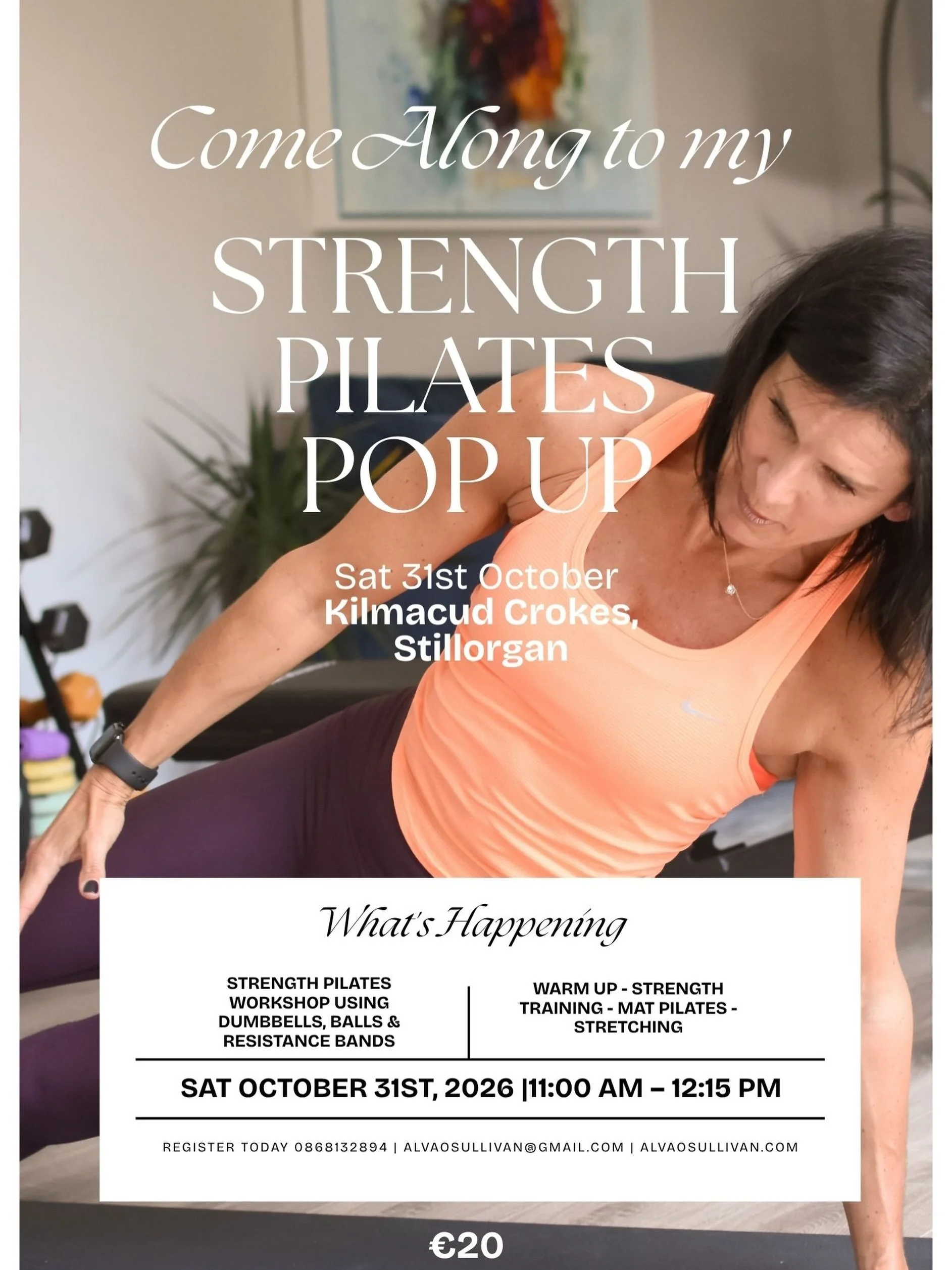 Strength Pilates pop up with me Saturday 31st October 

Kilmacud Crokes Stillorgan 
11am-12.15pm
&euro;20

DM if you&rsquo;ll like to book a spot!