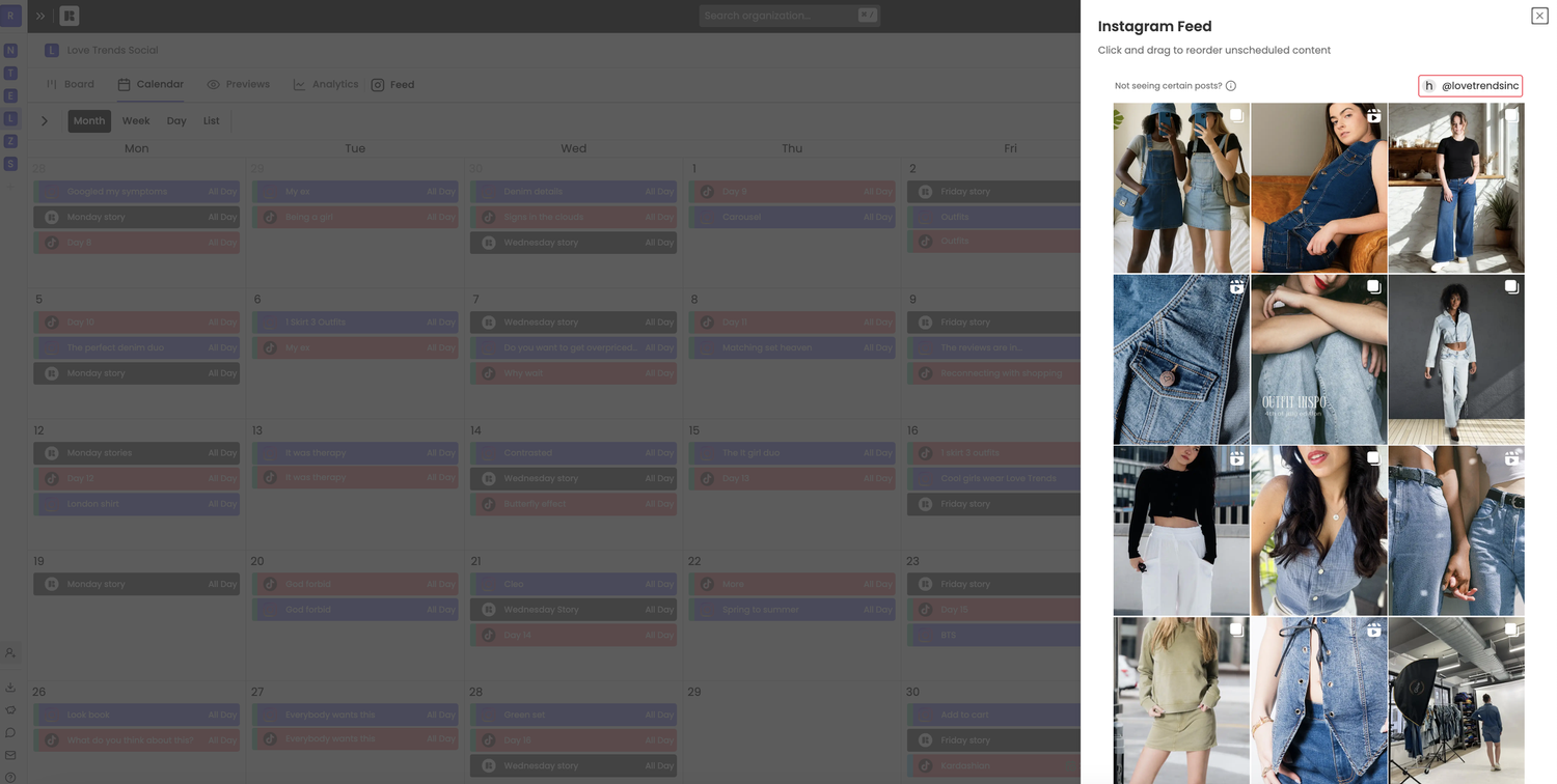 Rella content calendar in dark mode