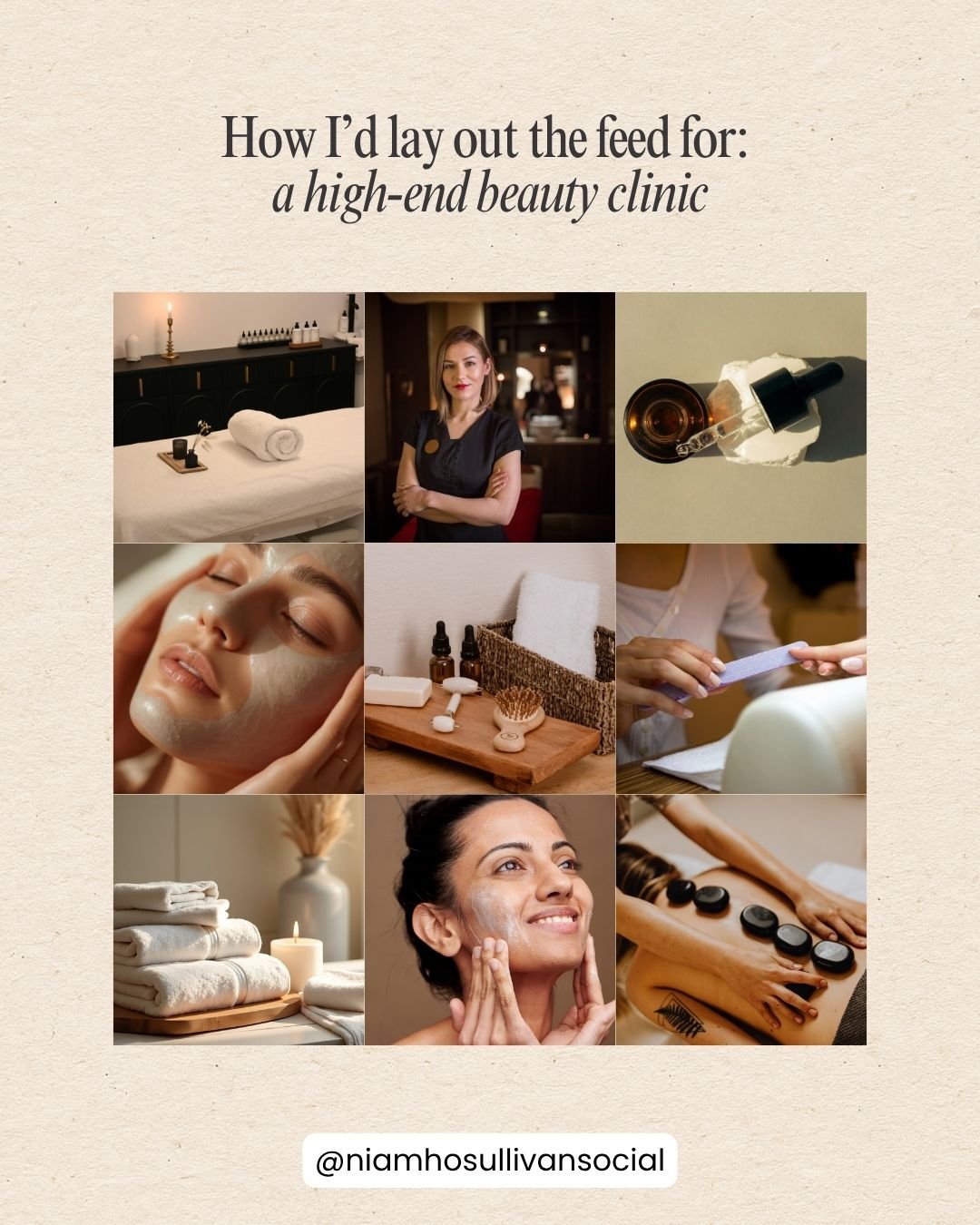 Your Instagram feed is like your digital waiting room - before a client steps foot in your clinic they&rsquo;re stepping into your grid and checking you out 😏

This is how I&rsquo;d lay out the feed for a high end beauty clinic 🔼 

It combines a mi