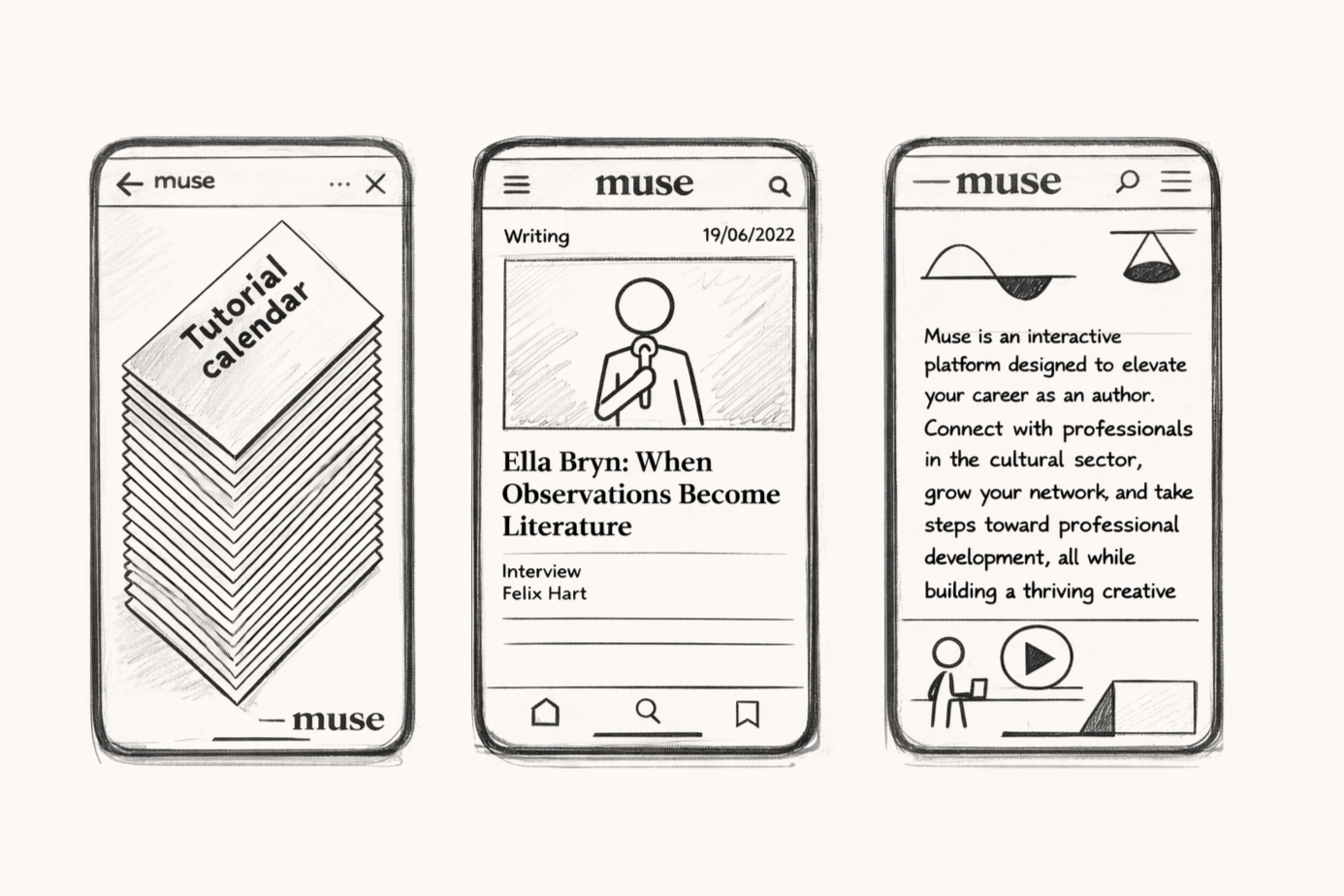 Early-stage layout and interface sketches