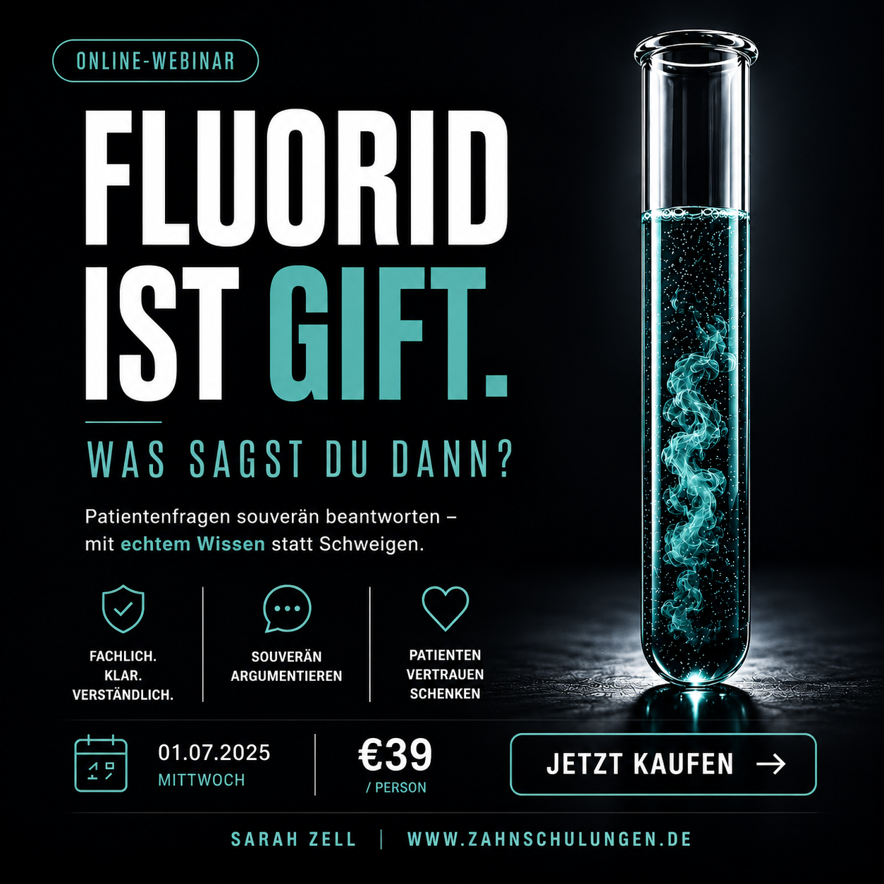 Live-Online-Training · 60 Min. + offene Fragerunde „Fluorid ist Gift" – und wie Sie darauf antworten.