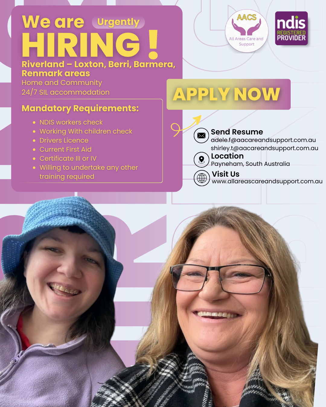 We’re Hiring at Loxton, Berri, Barmera &amp; Renmark