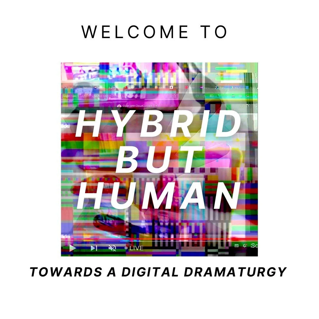 HYBRID BUT HUMAN: TOWARDS A DIGITAL DRAMATURGY is a meditation on gathering, intimacy and making live performance work in the age of digitality. The telematic performance is a result of an experimental online process between Shameelah Khan (JHB), Geo
