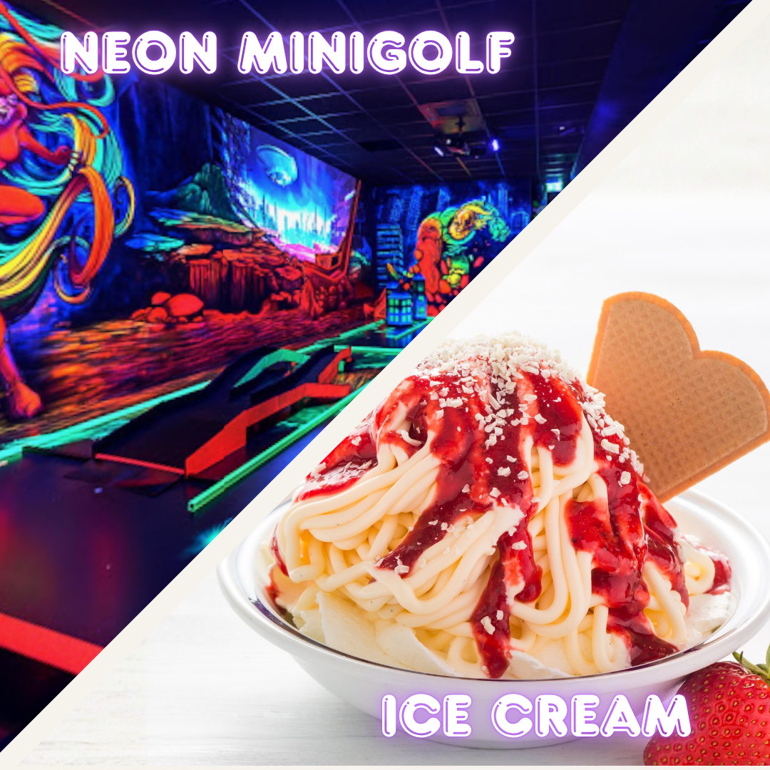 Schwarzlicht Minigolf und Eis-Erlebnis