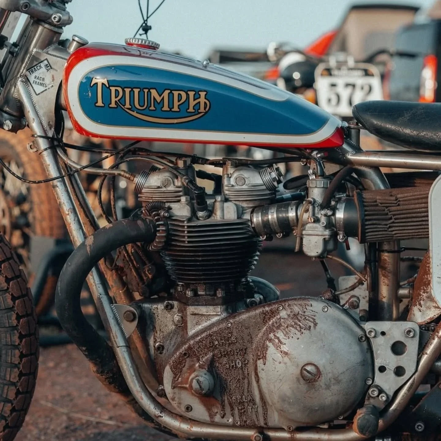 Tank we painted for Gareth @mrhowes on his awesome trackmaster triumph. Gareth wanted to replicate a similar design on a bike that legend flat track racer Don Castro rode in the states.
 The bike itself has loads of history and was believed to be own