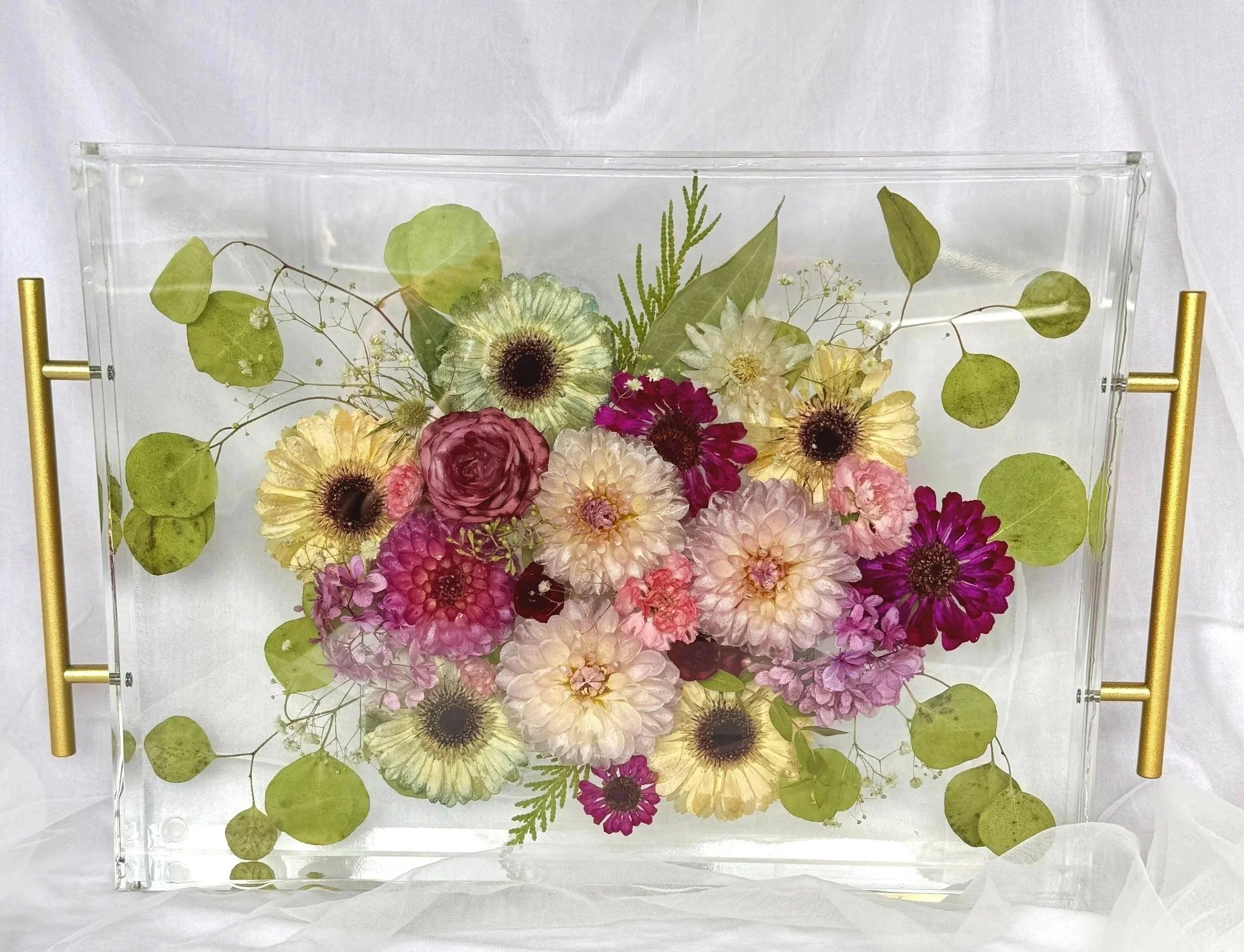 Floral Preservation Resin Serving Tray