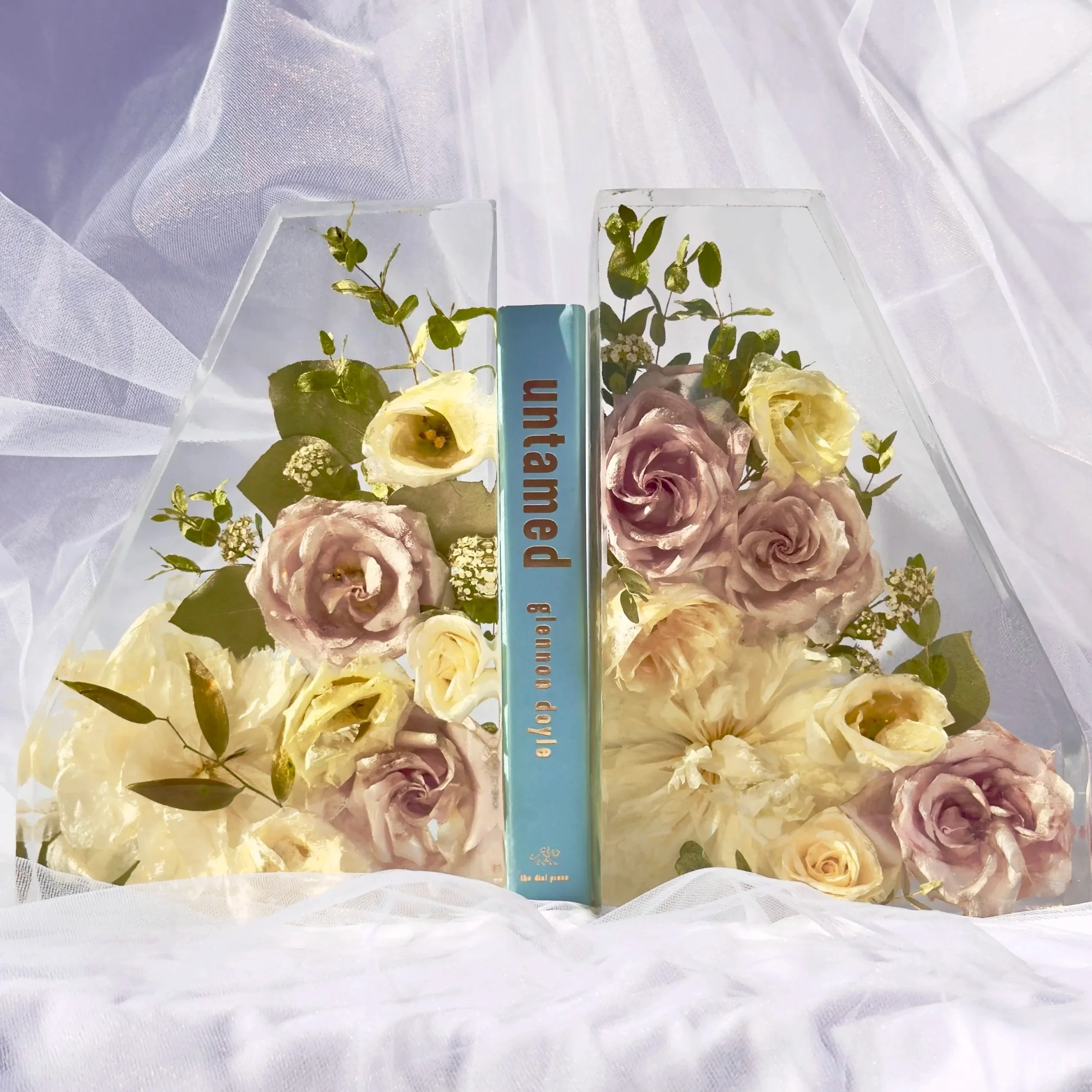 Floral Preservation Book Ends