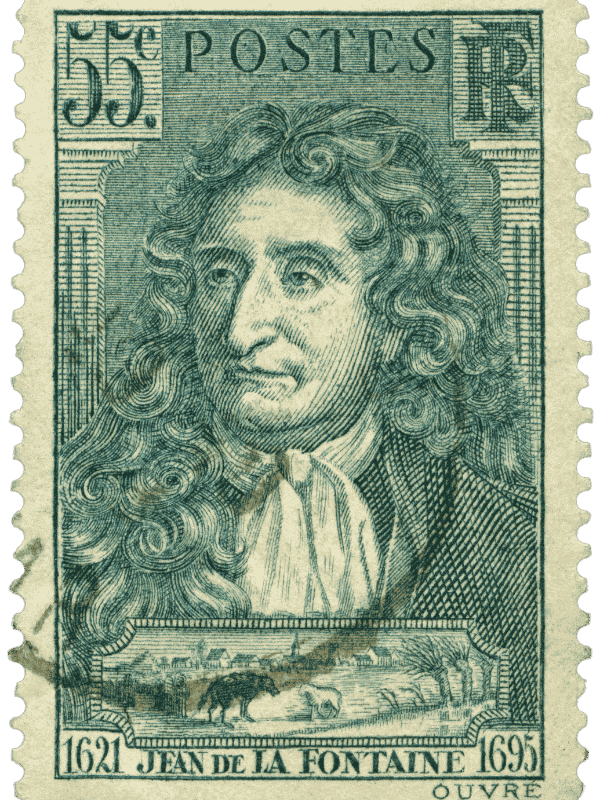Stamp with the face of Jean de la Fontaine