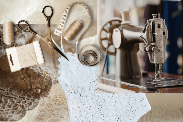 bobines de fil et dentelle