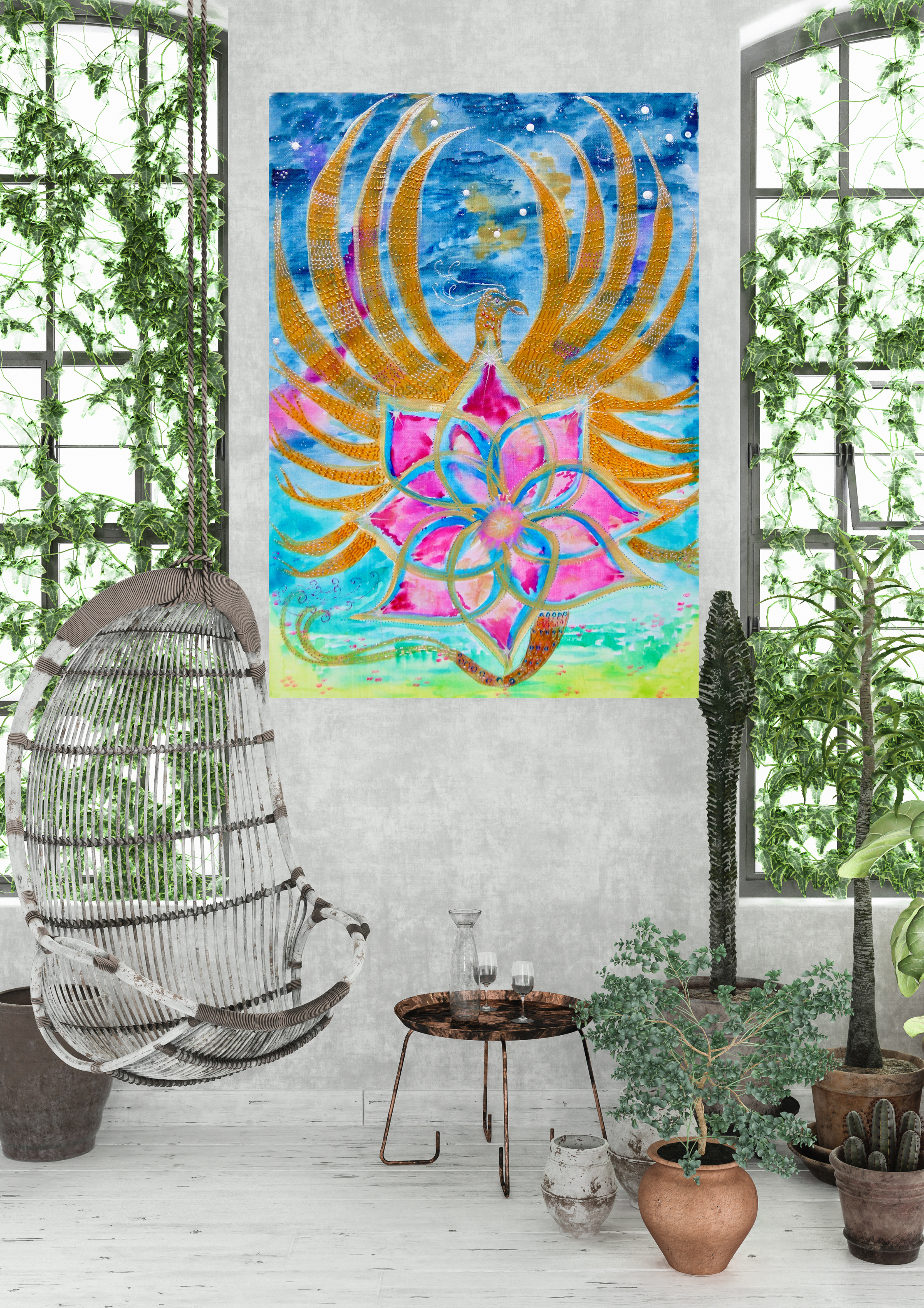 Green Natural Botanical Organic Poster Frame Wall Art Mockup .png