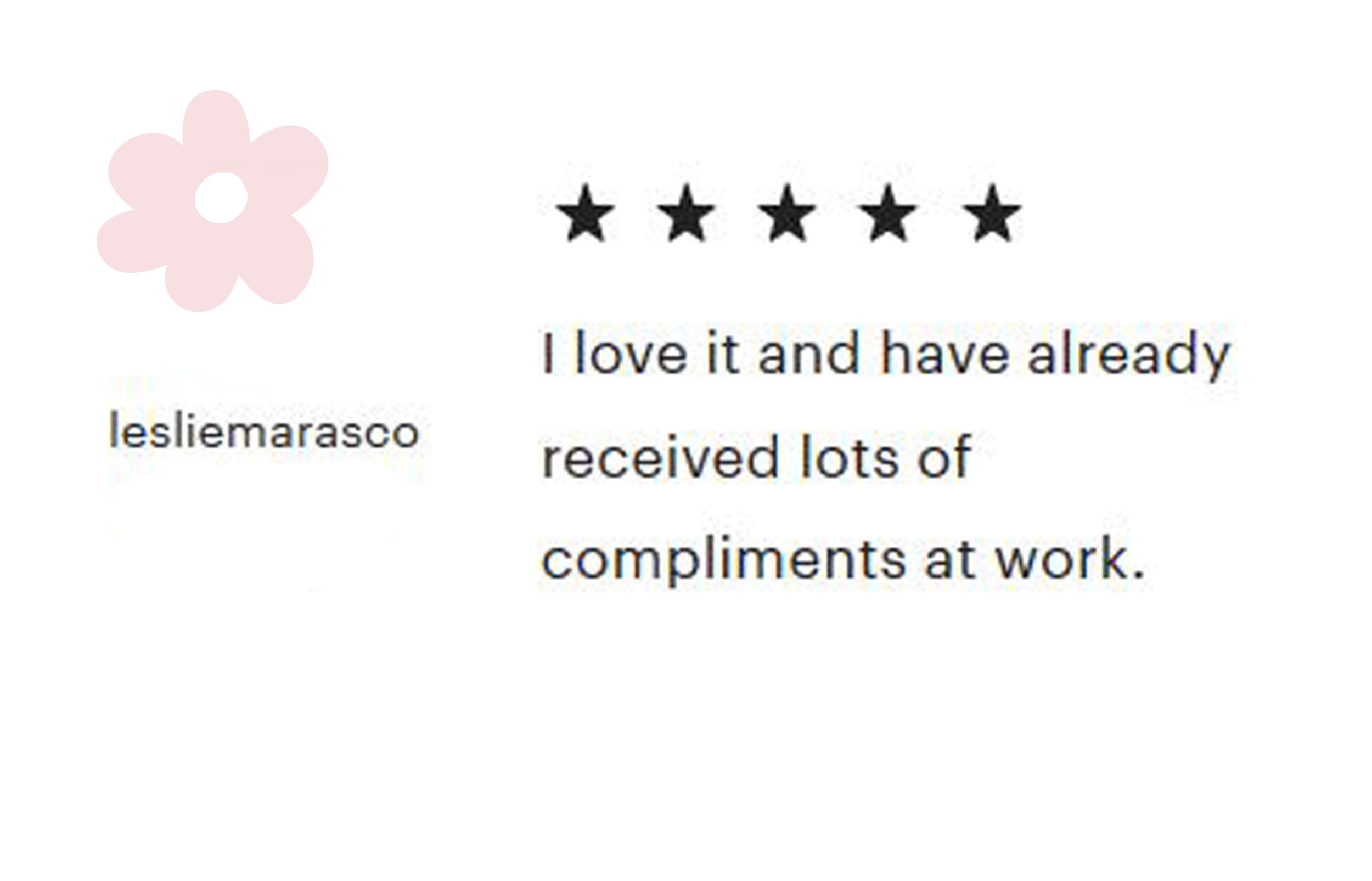 Customer review praising Merrill Weber's floral artwork, showing 5-star rating and positive feedback about color, quality, and style