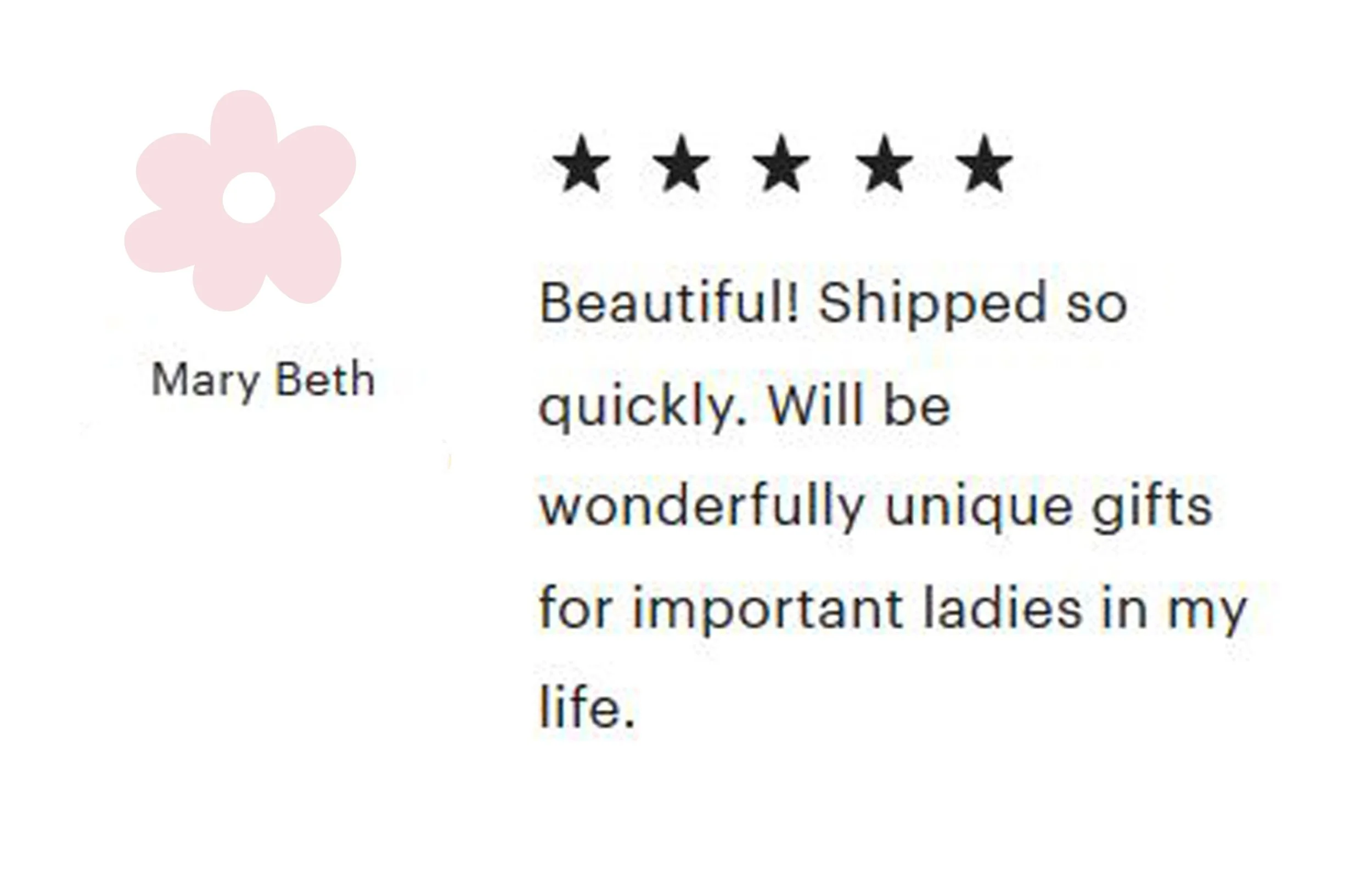 Customer review praising Merrill Weber's artwork, showing 5-star rating and positive feedback about color, quality, and style