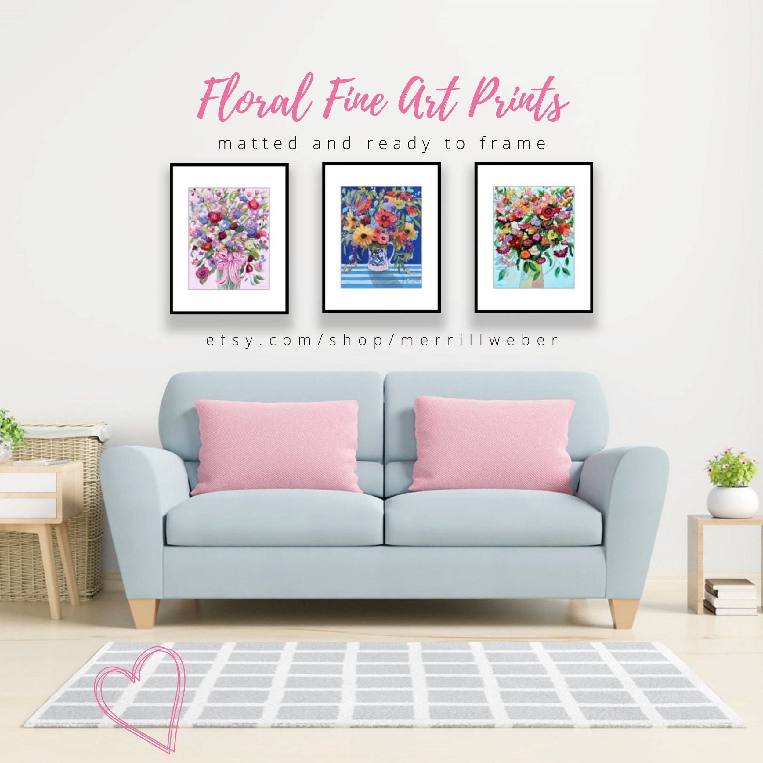 Large Framed Floral Painting, DIAMOND JUBILEE, Big Blue and White Flower Arrangement Painting