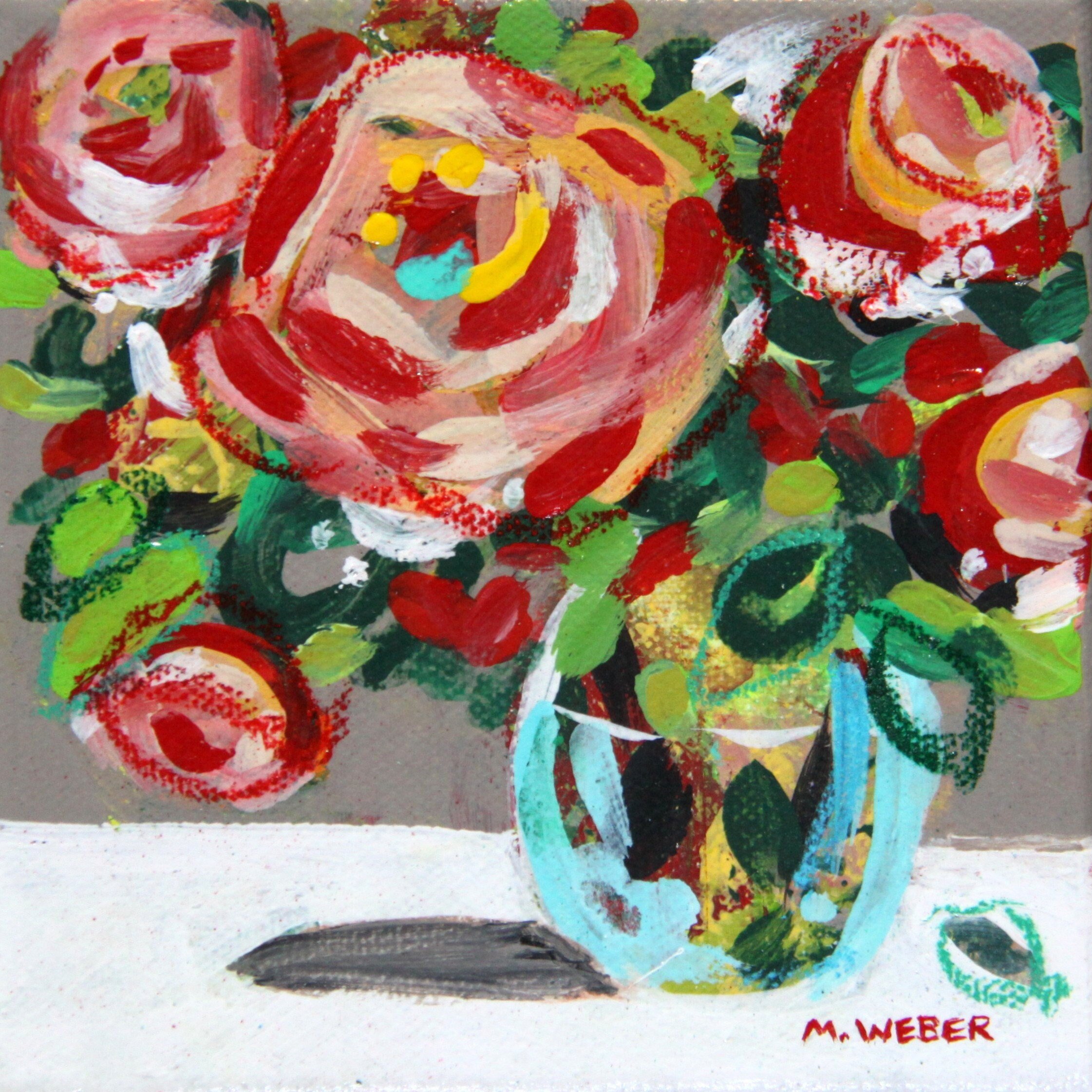 mixed media floral painting by merrill weber