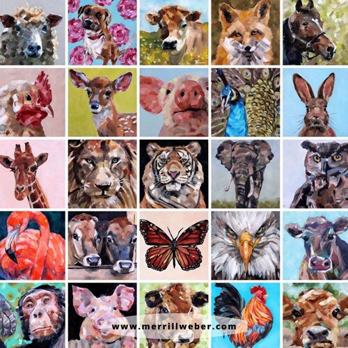 Merrill Weber's series of animal oil paintings