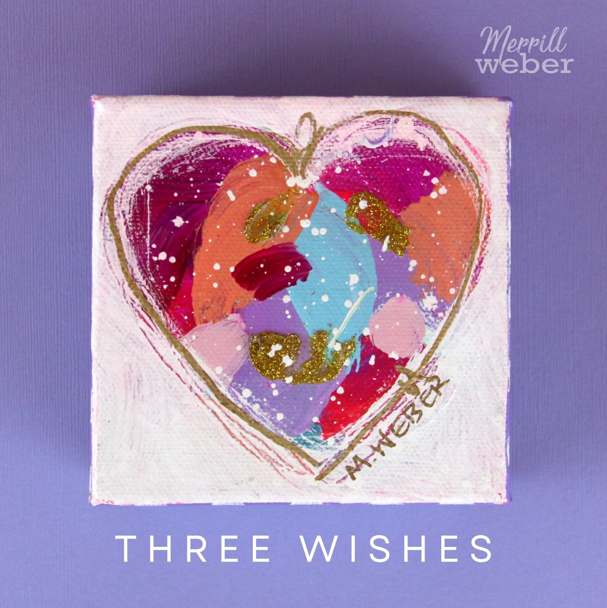 mixed media mini heart painting by merrill weber