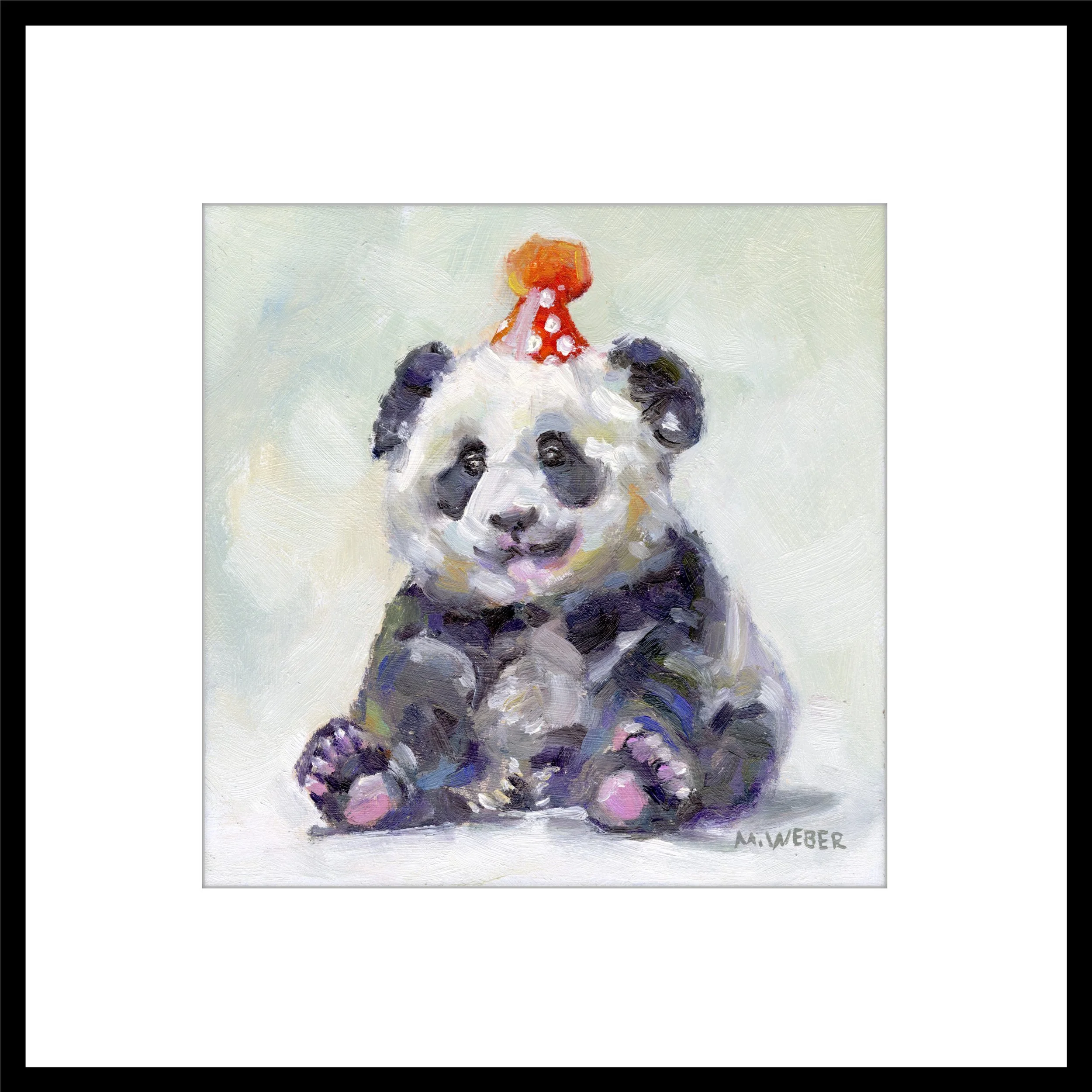 Framed and matted Dumpling the Panda Bear fine art print by Merrill Weber