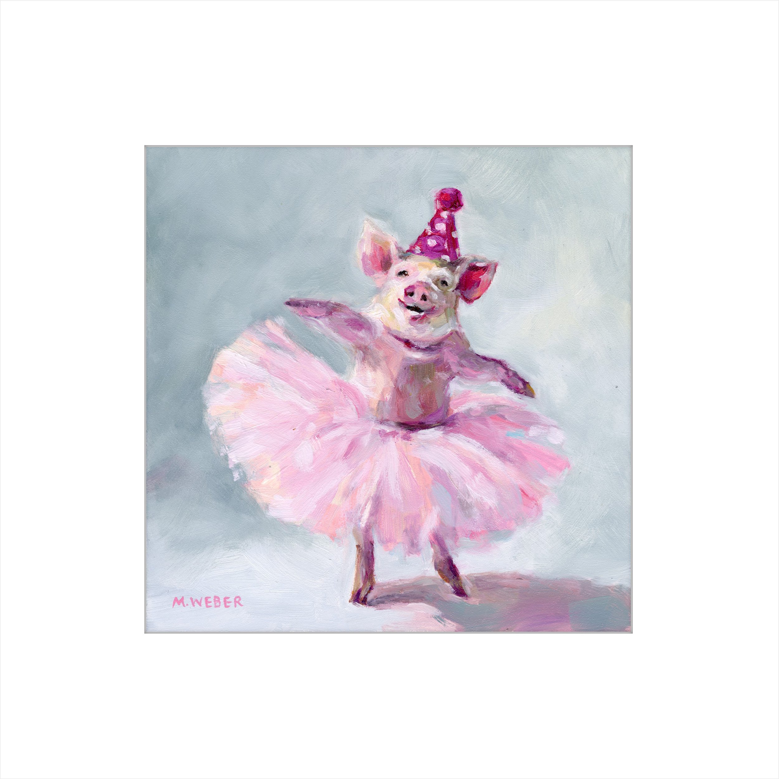 Eloise the Dancing Pig giclée fine art print by Merrill Weber, matted