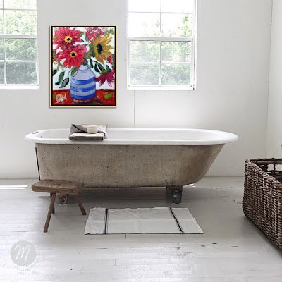 Original joy-filled mixed media floral painting