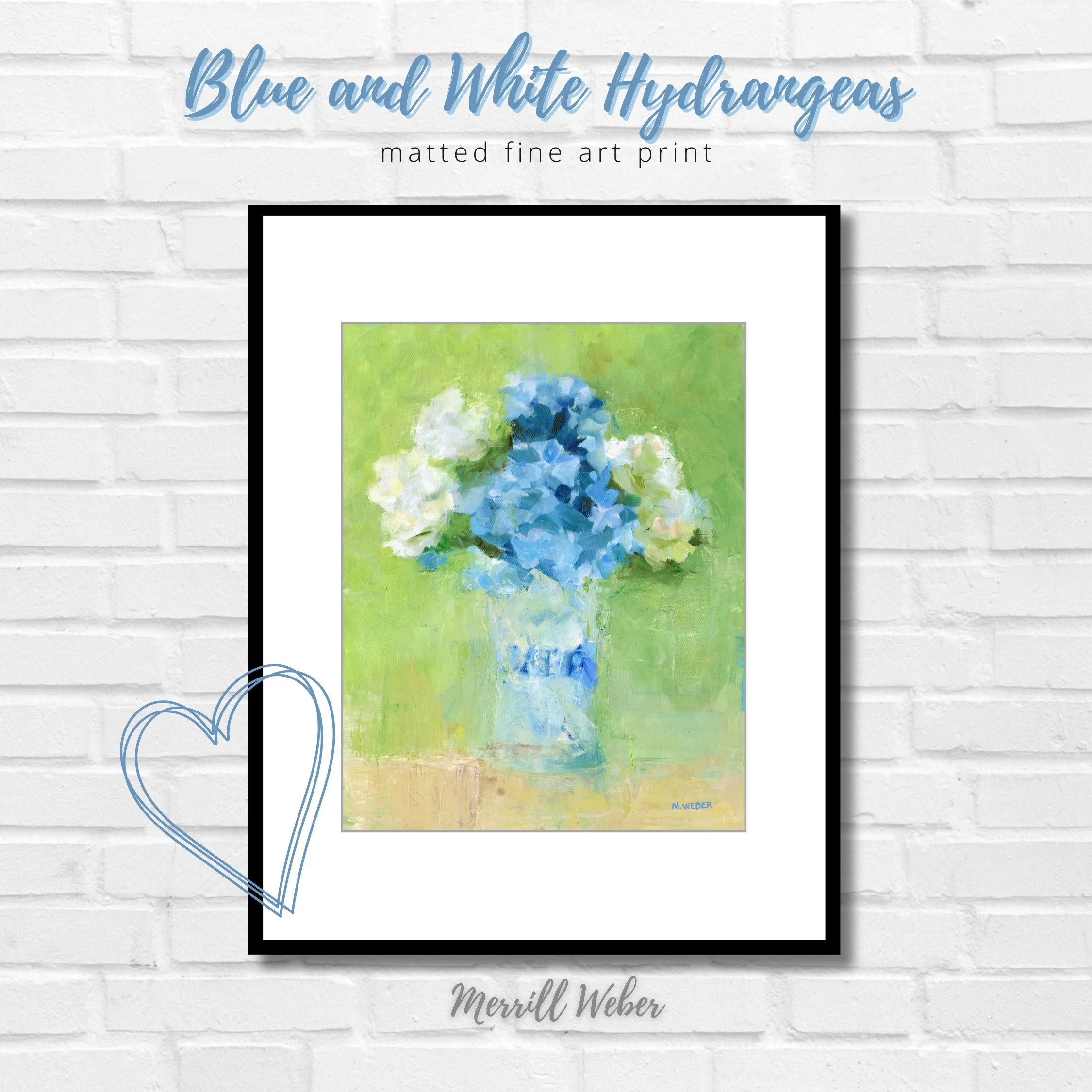 Blue and White Hydrangeas Fine Art Print