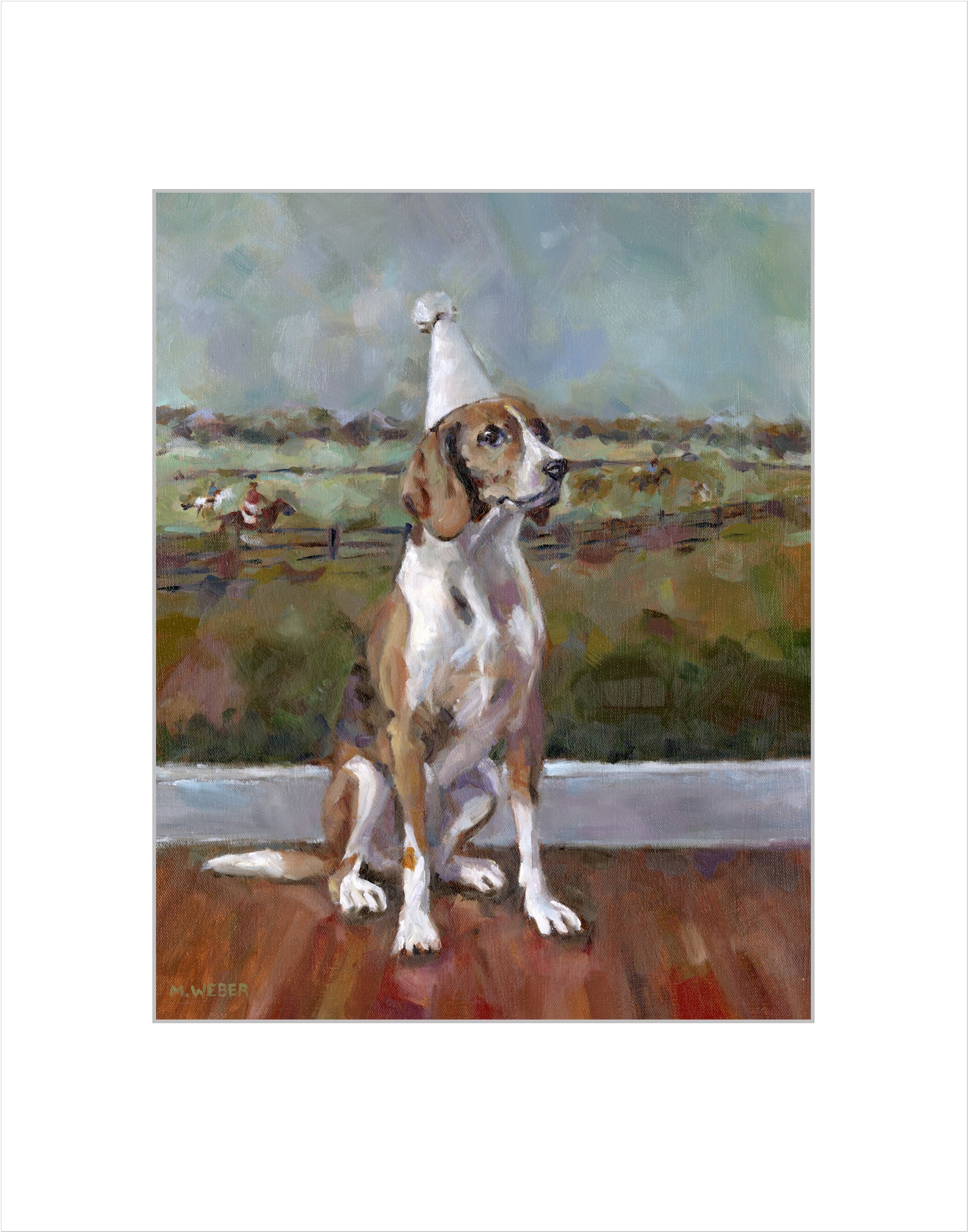 Buckley the Dog matted art print from Merrill Weber’s Party Animals series