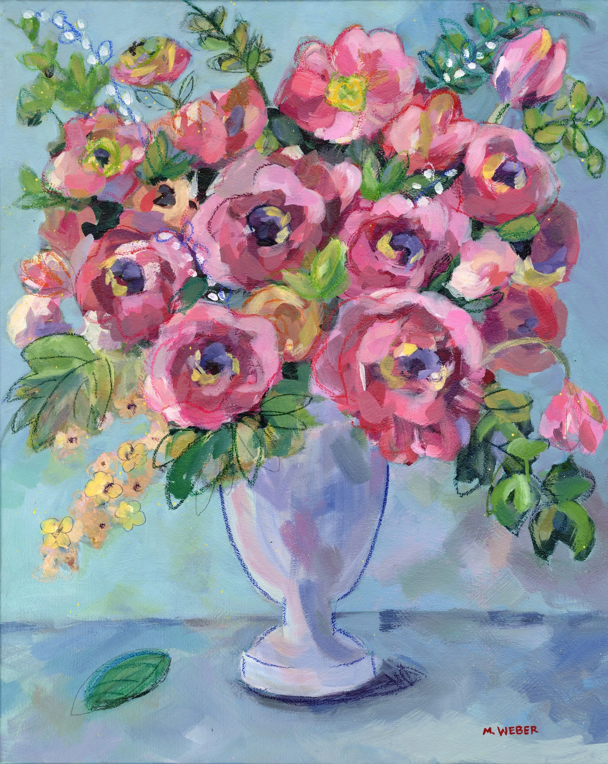 Beloved Original Mixed Media Floral Painting