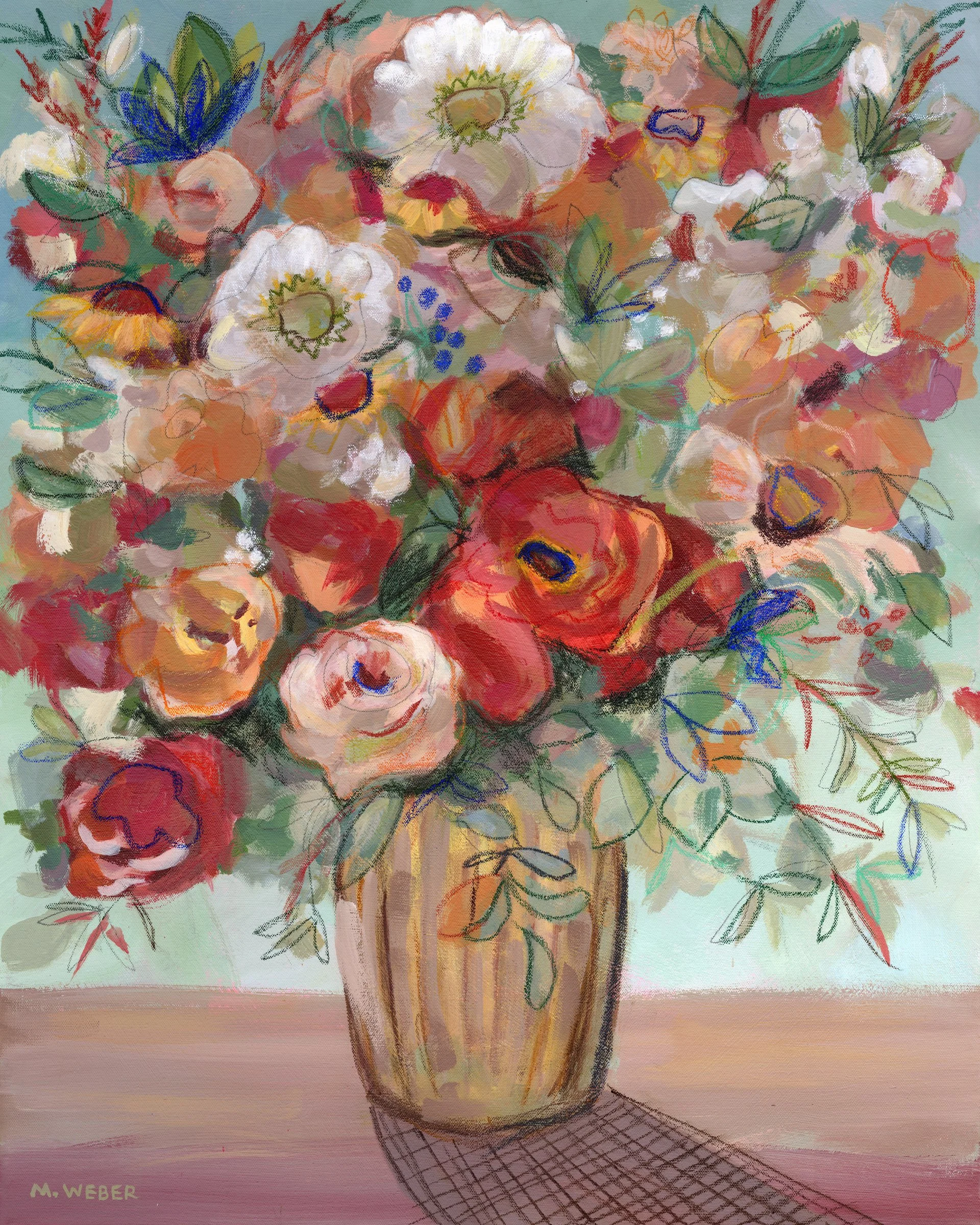 Abundance Original Mixed Media Floral Painting