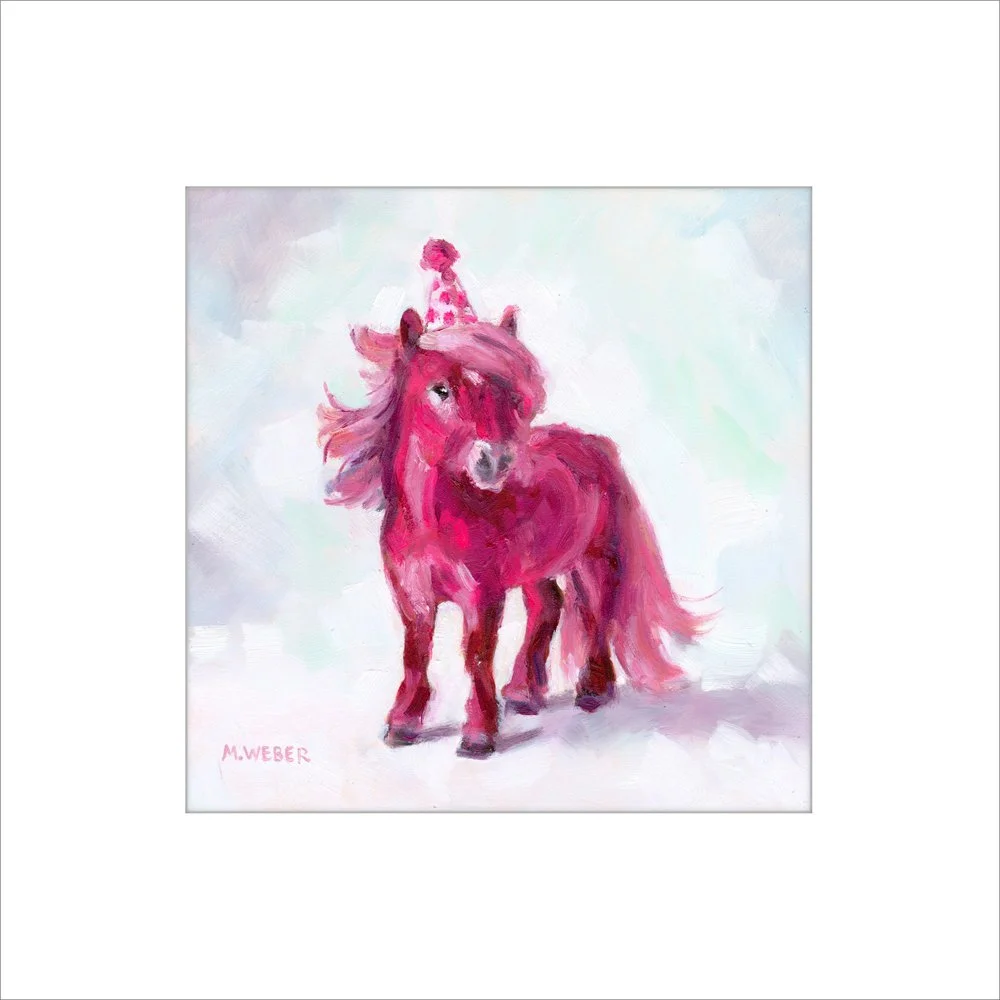 Gloria the Pink Pony pink pony painting reproduced as 8x8 fine art giclee print