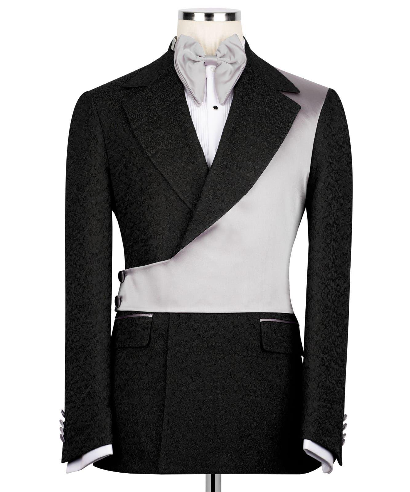 BLACK TUXEDO WITH SATIN SIDE-WRAP