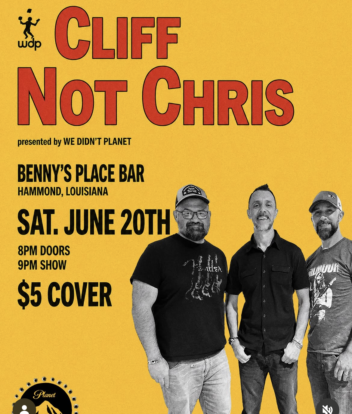 Cliff Not Chris Live at Benny’s  