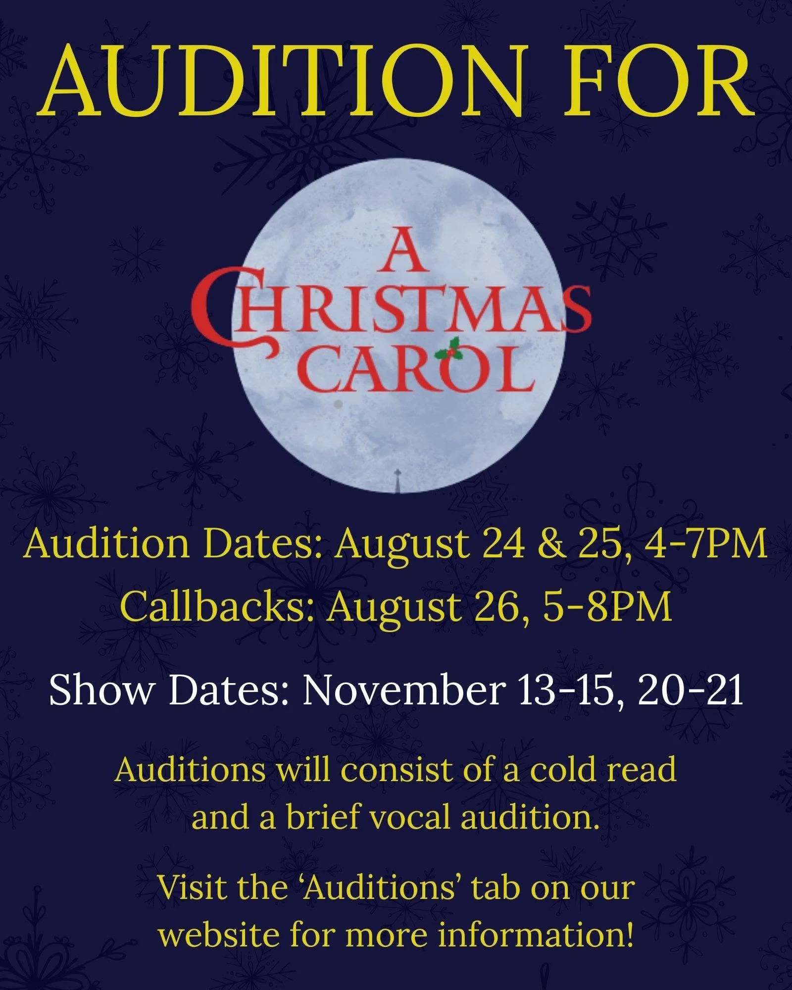 A Christmas Carol Auditions at The Columbia Theatre 