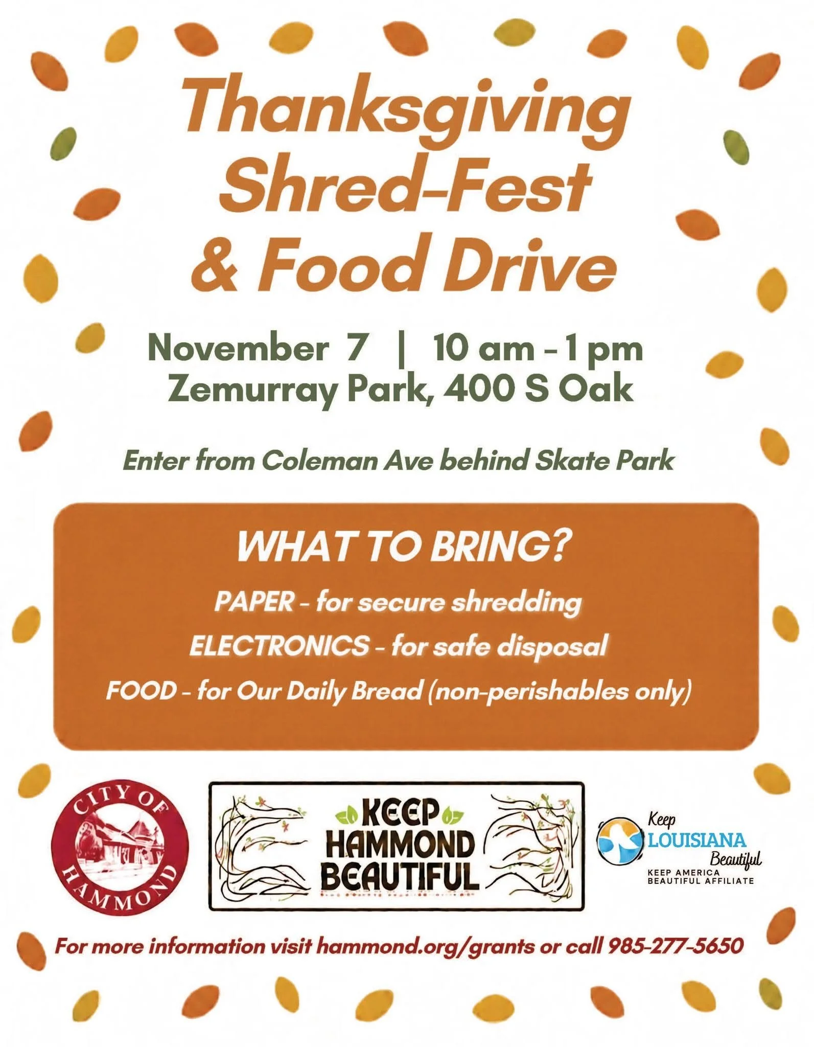 Thanksgiving Shred-Fest & Food Drive
