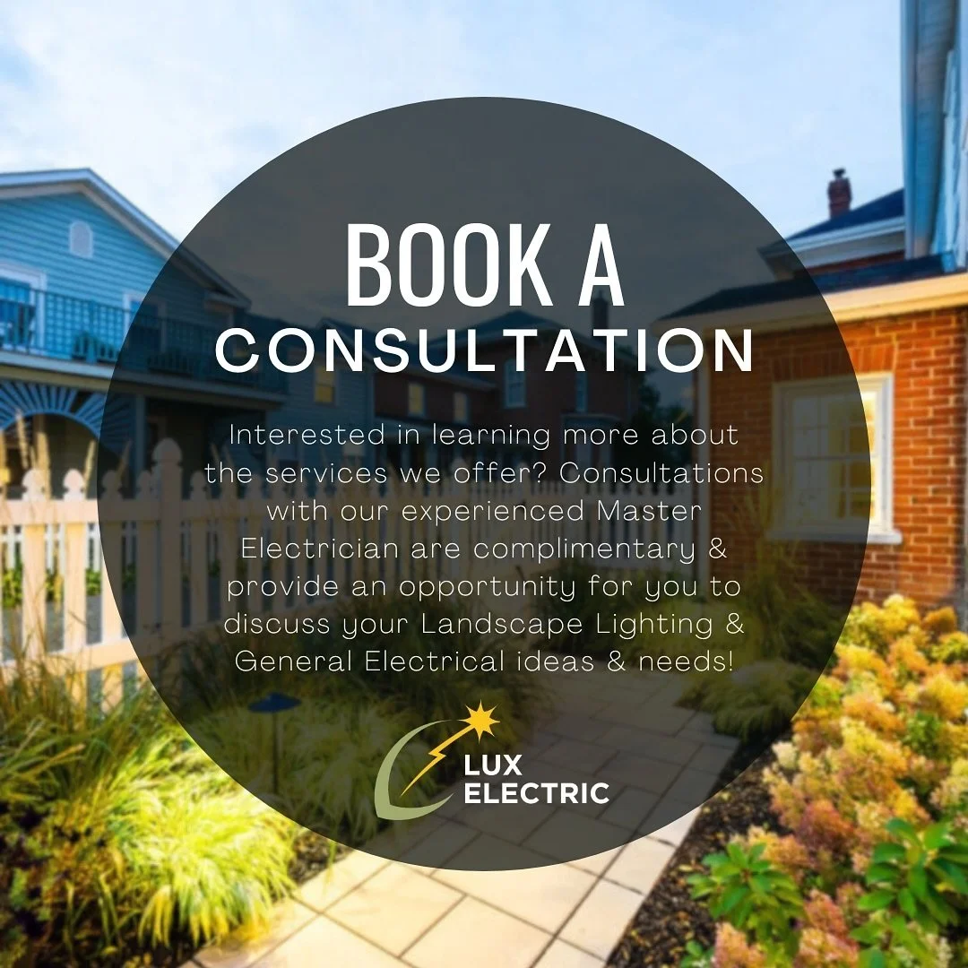 Ready to get started? Book a complimentary consultation with our Master Electrician today to discuss your electrical needs💡

To book your consultation:
📞 613.885.8979 - Dave Roodbol (Master Electrician)
📧 luxlandscapelighting@gmail.com

If you req