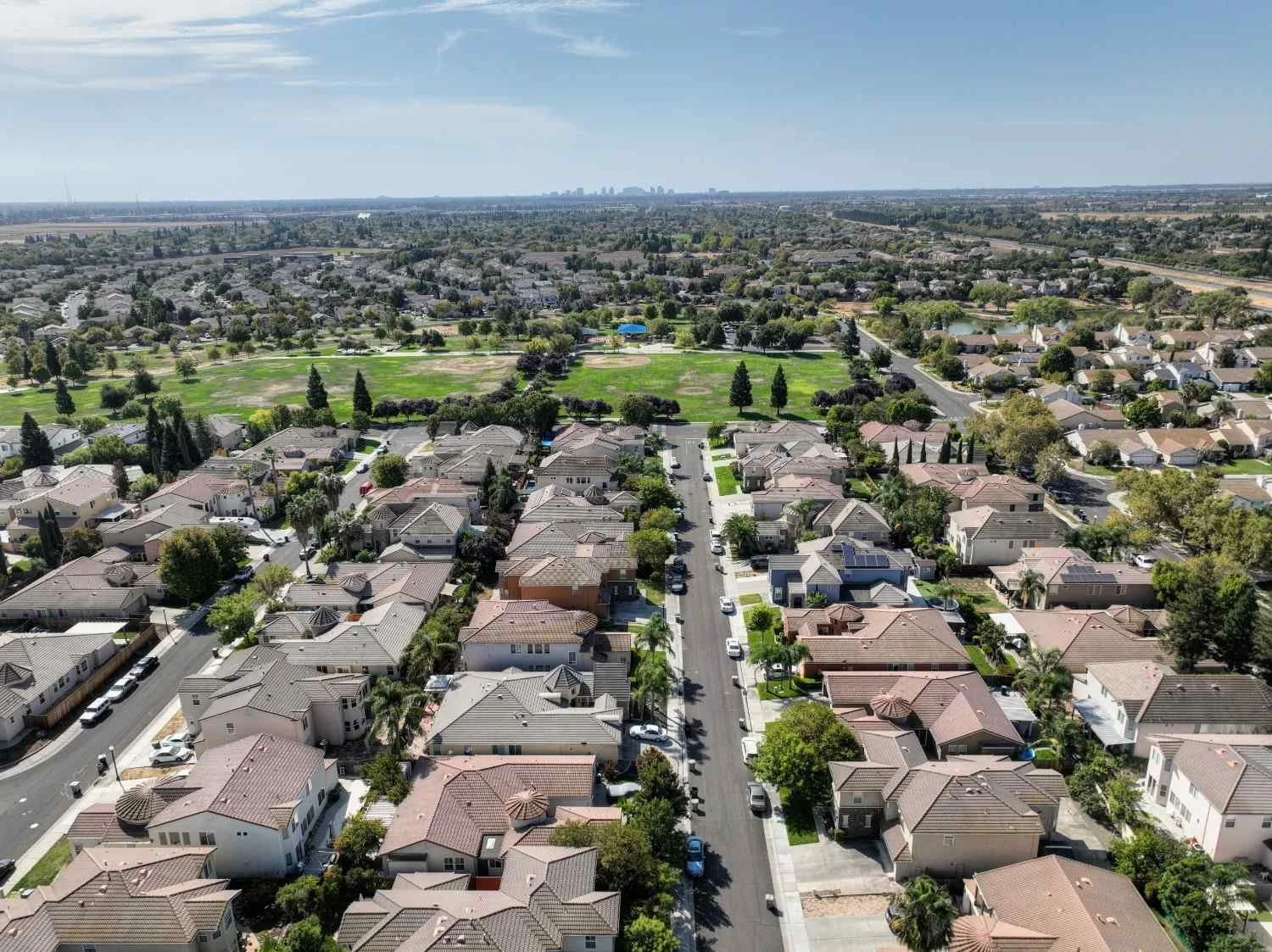 Aerial view of a modern Georgia condominium community managed by a professional HOA management company.