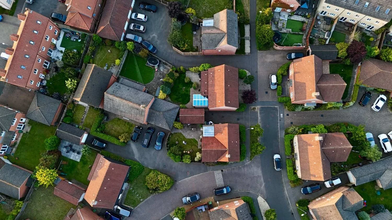 Aerial view of a Georgia townhouse community managed by a professional HOA management company.