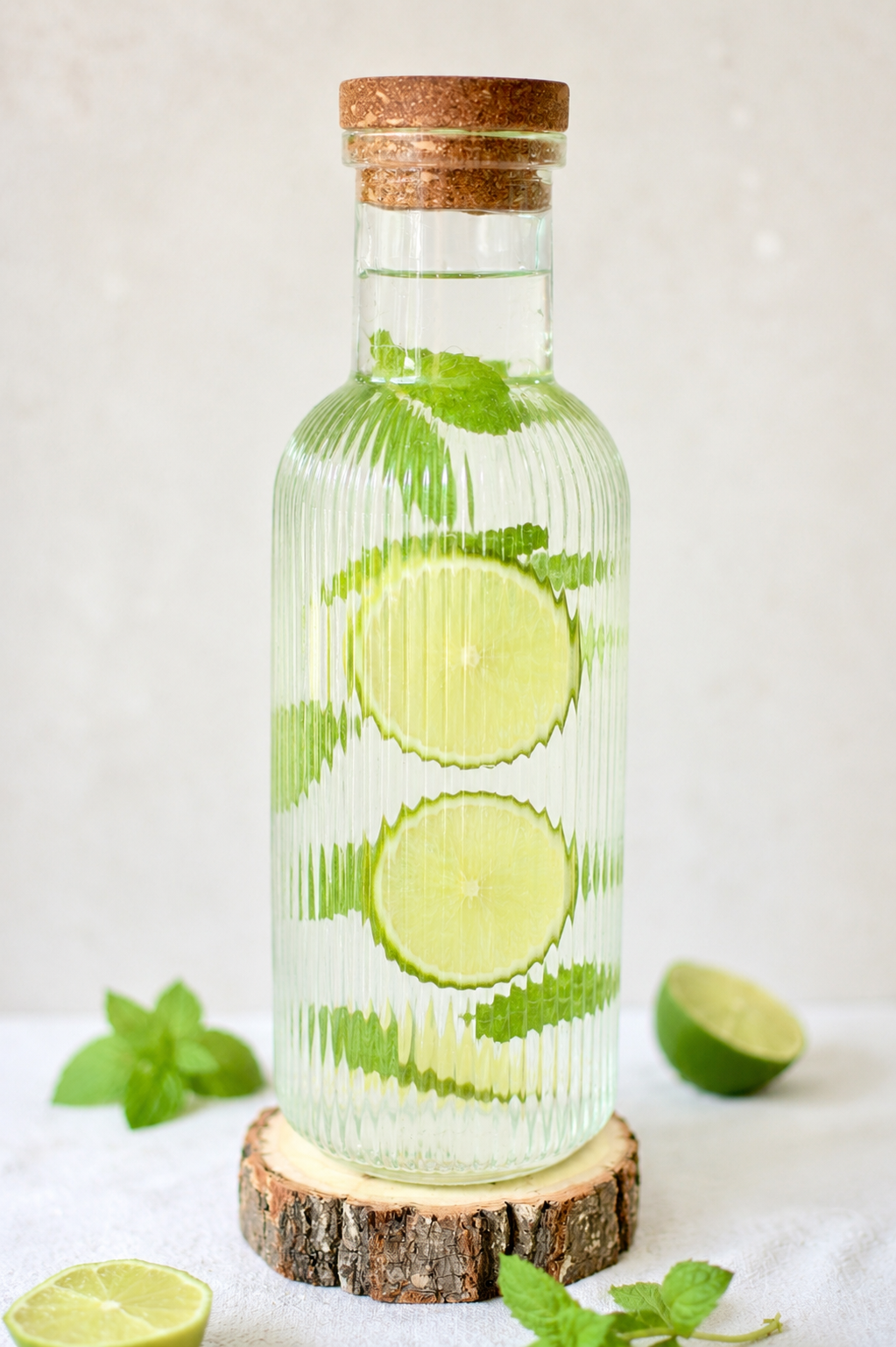 Eau infusée à la lime et à la menthe