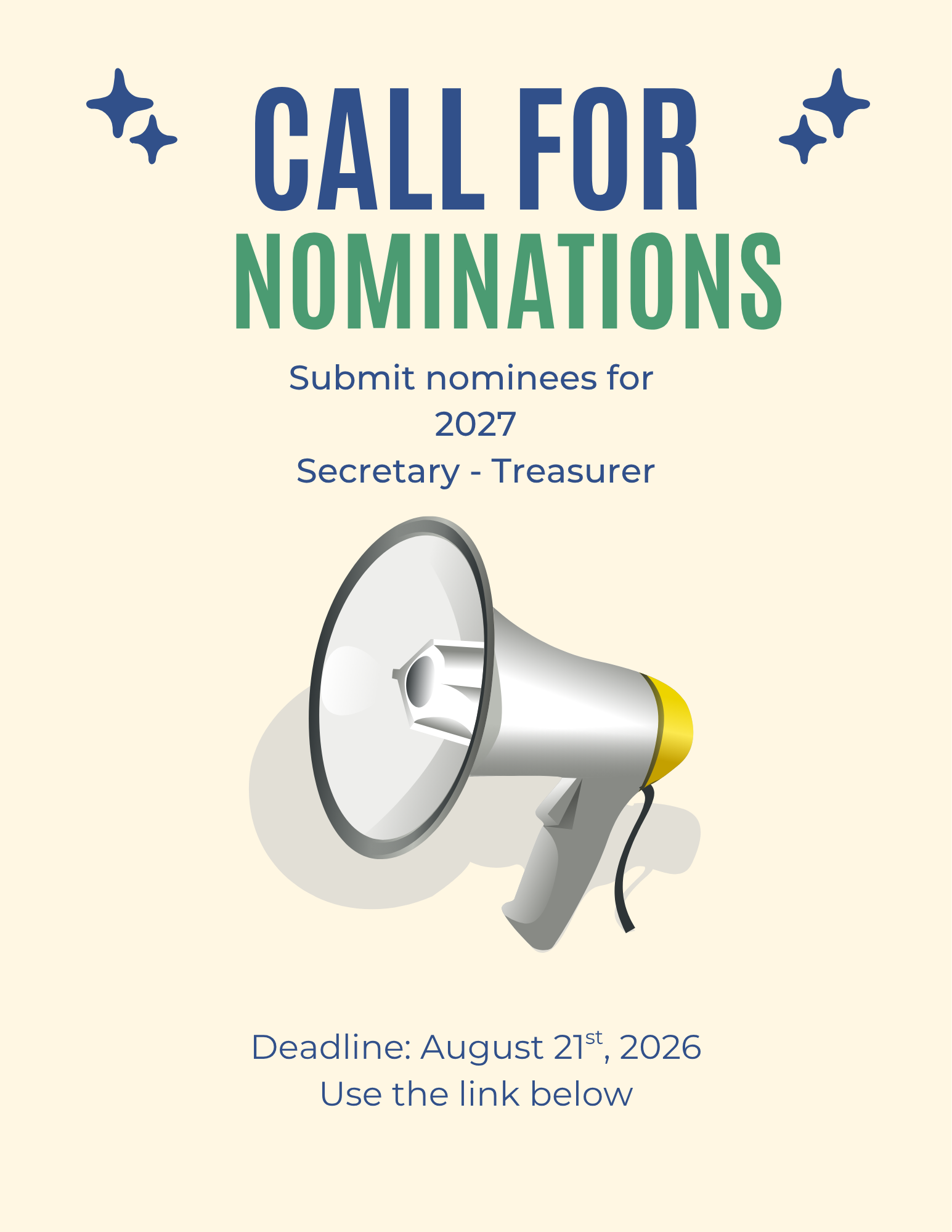 Secretary-Treasurer Nominations Deadline