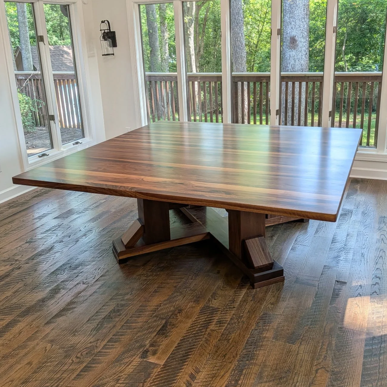 7' square wooden table